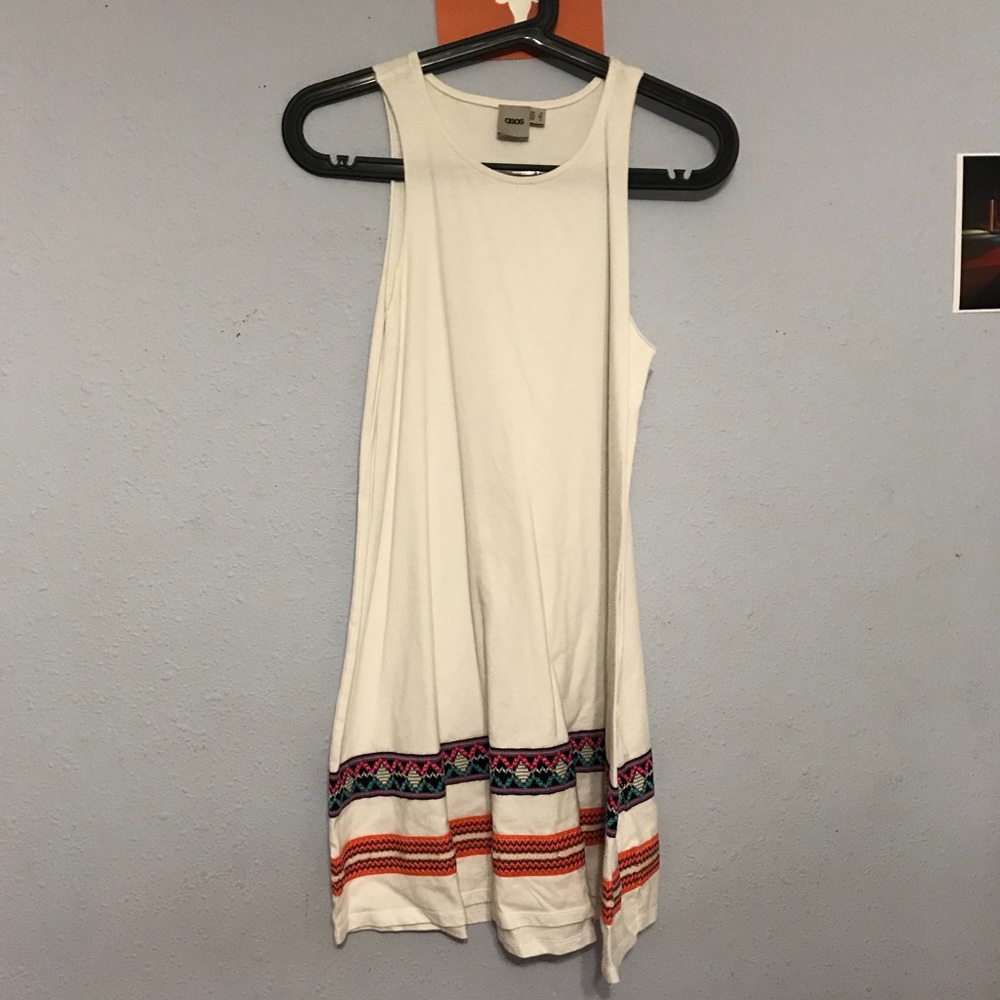 Asos white embroidered tank dress